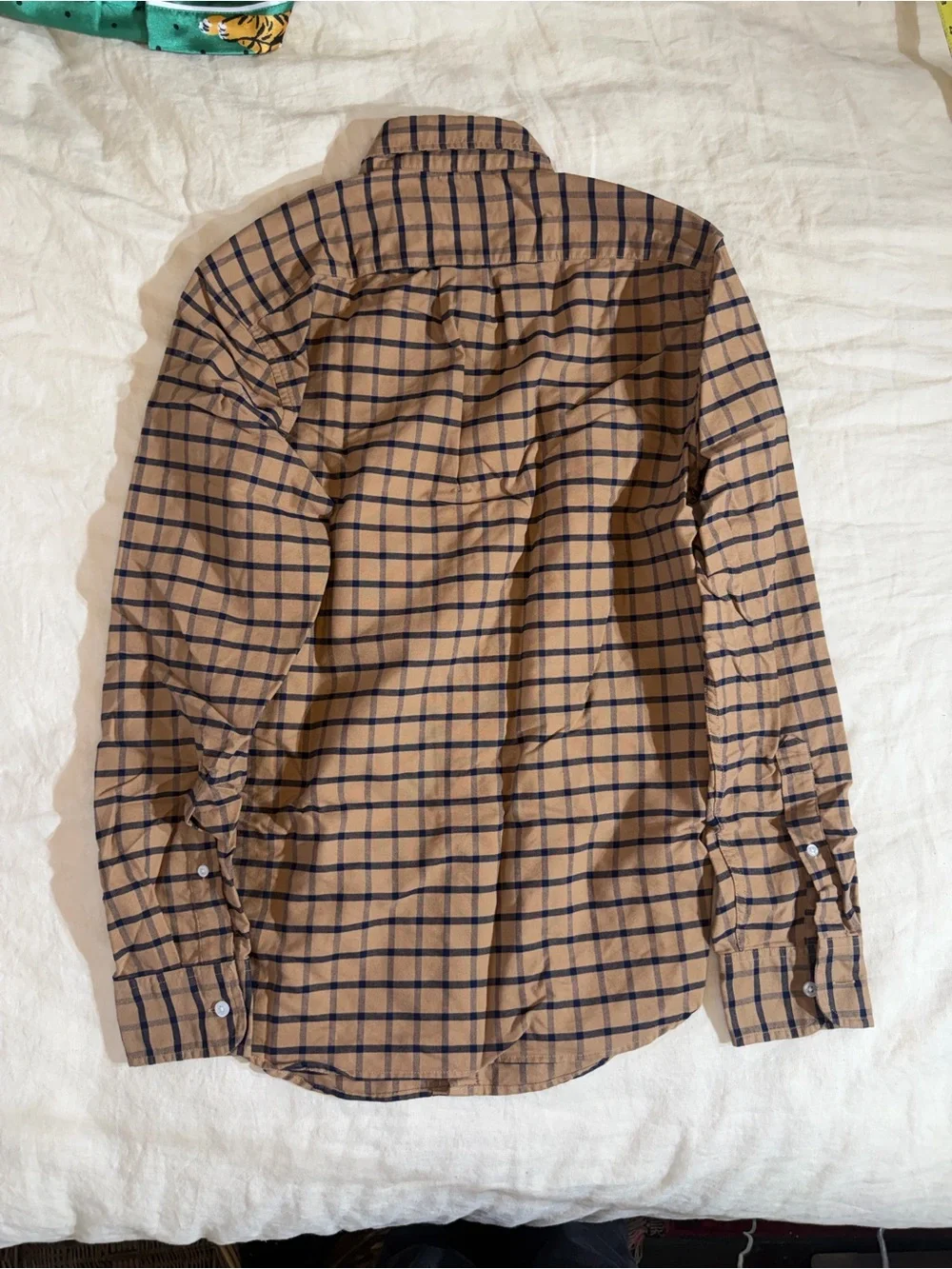 J. Crew Tan and Navy Plaid Slim Button-Down Shirt